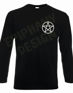 Camiseta Pentagram Pagana Para Hombre Manga Larga Wicca Crowley Diseño Pecho Satánico - Imagen 1 de 3