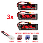 Rc Car Battery 3X 7.2V 3000Mah Nimh Rechargeable Packs Tamiya, Deans, Xt60 Plugs