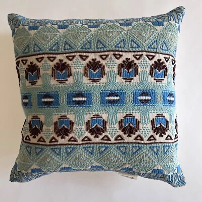 Reece Blue Surf Villa Home Embroidered Throw Pillow Cover 22 x 22  NWOT - Image 1 of 4