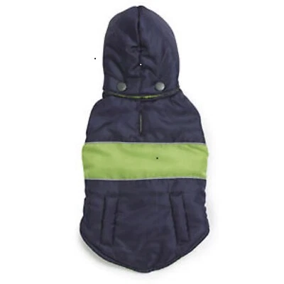 Dog Cat Clothes Apparel Parka Reflective Hood Jacket Vest Water Resistant Navy - Image 1 of 2