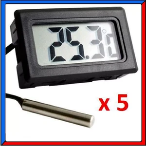 5 x Termometri Digitali LCD con Sonda per Acquario Frigo Congelatore Temperatura - Foto 1 di 2