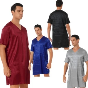 Hombres Mujeres Camisón Color Sólido Ropa de Dormir Pijama Ropa de Noche Lados Dividido Suave - Imagen 1 de 73