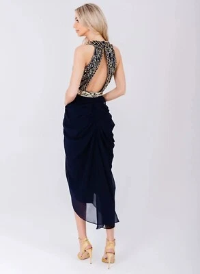 Virgos Lounge Azul Marino Vestido de Fiesta con Lentejuelas Talla UK8 EUR36 US4 - Imagen 1 de 4