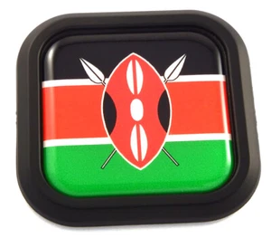 Kenya Flag Square Black rim Emblem Car 3D Decal Badge Hood Bumper sticker 2" - Foto 1 di 7
