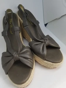 Matt Bernson Charcoal Gray 'bo Peep' Slingback Platform wedges 11 - Picture 1 of 5