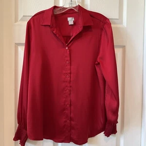 Chico’s Size 1 (M) Blouse Wild Poppy NWT LS - Picture 1 of 5