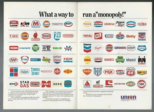 Anuncio de 2 páginas Union Oil 1976, gasolina, 72 logotipos de compañías de gas, anuncio impreso - Imagen 1 de 3