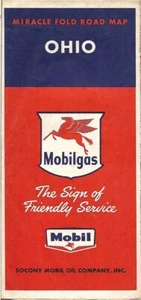 1957 SOCONY-VACUUM MOBILGAS Road Map OHIO Columbus Cleveland Toledo Cincinnati - Picture 1 of 4