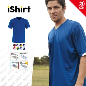 3PCX MENS T-SHIRT 100% POLYESTER COOL DRY BREATHABLE FOOTBALL SPORTY JERSEY TEES - Picture 1 of 11