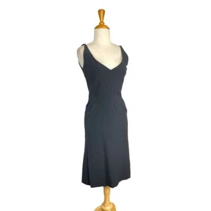 Zac Pozen S 2 Black Dress Midi Tailored Wiggle Pencil Y2K VTG Evening Gown - Picture 1 of 10