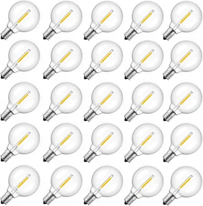 Brightown G40 Replacement LED Light Bulbs, 25 Pack Clear Globe Bulb Fits E12 C7 - Picture 1 of 12
