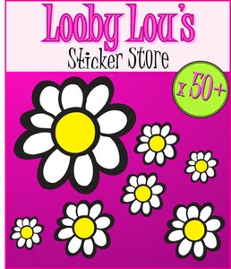 50+ Daisy Flower Funky Car Stickers Weatherproof and Waterproof  Standard pack - Picture 1 of 1