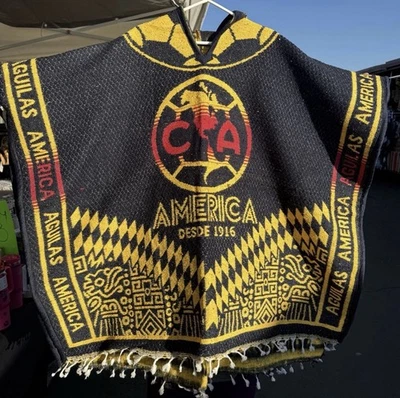 Poncho Grueso Club Deportivo América Fútbol Club Manta Envoltura Serape Foto 1 de 3