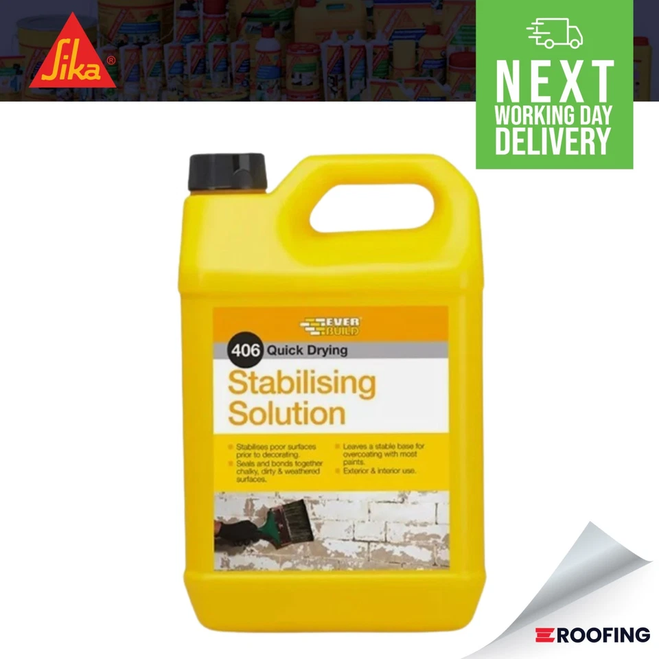 Everbuild 406 Stabilising Solution Quick Drying Paint Masonary Surface 5 Litre - Image 1 of 2