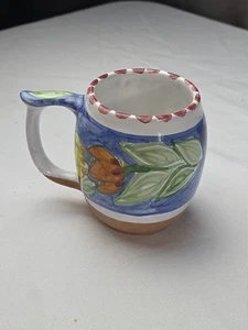 La Casa Keramik Kaffeetasse Becher Floral glasiert 4"x3" Mexiko EUC - Bild 1 von 12