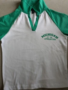 New Look girls Crop T-shirt Age 12-13 White & Green Michigan Athletic Est 1998 - Picture 1 of 10