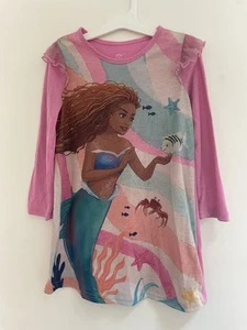 Disney The Little Mermaid Kid Girl Ruffle Polyester Long Sleeve Nightgown Pink 6 - Picture 1 of 5