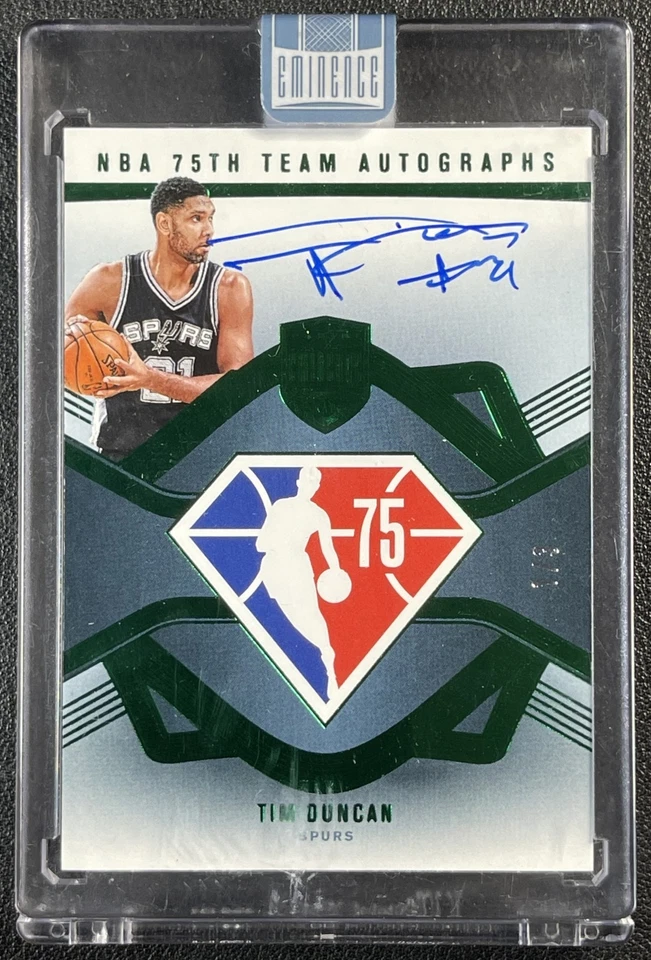 TIM DUNCAN 2024-25 PANINI EMINENCE NBA 75TH TEAM AUTOGRAPHS AUTO EMERALD 1/3 - Image 1 of 2