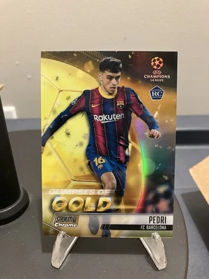 2020-21 Pedri Topps Stadium Club Chrome Gold Refractor Rookie Card  /50 - Image 1 of 3