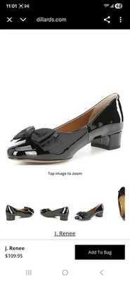 J. Renee Cameo Black Patent Bow Detail Block Heel Pumps with A Bow Size  11 W - Image 1 of 4