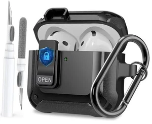 Für Airpods 4 Hülle mit Lock Clip, robuste Apple Airpods 4. Generation schwarz - Bild 1 von 8