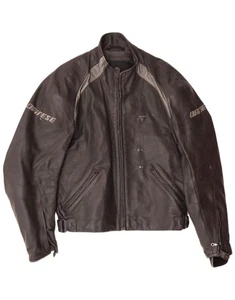 DAINESE Mens Graphic Racer Jacket Size 54 Large Black Colourblock Leather GZ15 - Picture 1 of 7