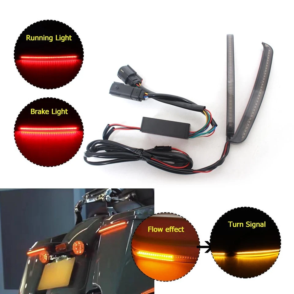 Alforja rígida LED freno que fluye luz de señal de giro para Harley Touring Road King Foto 1 de 4