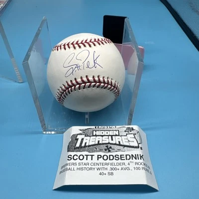 Bola de beisebol autografada Scott Podsednik Tri-star Hidden Treasures - Imagem 1 de 3