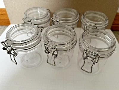 6 Pk Clear Plastic 10 oz Bail Jars - Image 1 of 4