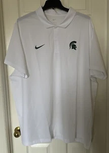 Nike Dri-FIT Mens 4XL Michigan State Spartans PE White Short-Sleeve Woven Polo - Picture 1 of 10