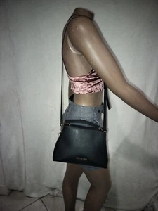 MICHAEL KORS PORTIA BLACK SAFFIANO LEATHER CONVERTIBLE BAG SMALL - Picture 1 of 18