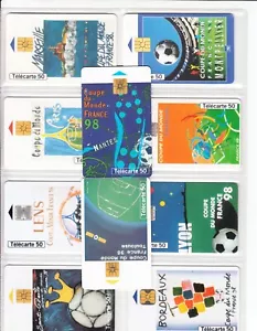 10 PHONE CARD SET / TELECARTE FRANCE PACK SPORT SOCCER FOOTBALL MIX USED/CHIP - Picture 1 of 1