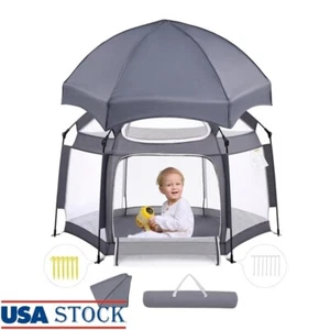Pop Up Baby Playpen Tent Portable Indoor Outdoor Travel Nap Sun Protection New - Picture 1 of 6
