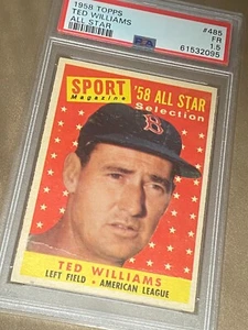1958 Topps Ted Williams All Star #485 PSA 1.5 FR Looks Better Than 1.5 - Picture 1 of 2