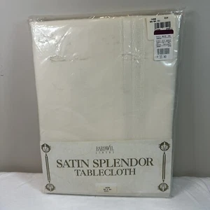 Tablecloth Satin Splendor Ivory Wrinkle-Free Polyester 60" x 80” Oval New - Picture 1 of 5