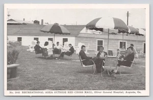 Recreational Area Outside Red Cross Hall Oliver General Hospital GA Postcard - Picture 1 of 2