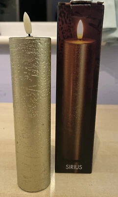 Sirius Sille 20cm Battery Operated LED Gold Wax Flicker Candle - Image 1 of 3