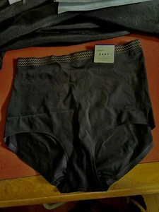 NWT DNKY Womens XL Black Nylon Medium Control Shaping Brief #DK2021 - Picture 1 of 6