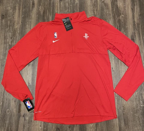 NEW Nike NBA Houston Rockets Red DRI-FIT 1/4 Zip Jacket AV1745-657 Men’s Size L Cover