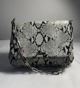 Nine West evening bag Snake Print Genuine Leather Bag Silver Chain Handle - Picture 1 of 11