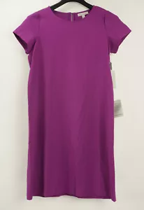 New 89$ Chelsea28 Women's S Short Sleeve Purple Crepe Classic Midi Shift Dress - Picture 1 of 8