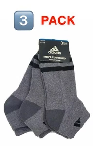 🧦Adidas 3 Pair Size 6-12 Cushioned Low Cut Socks Logo 3 Stripe - Picture 1 of 10