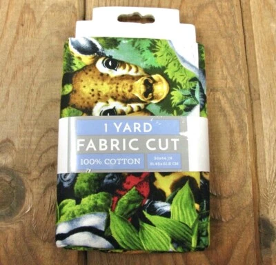 Tropical Jungle Animal Print Cotton Fabric 1 Yard Pre-Cuts New 36x44 Lot of 2 - Image 1 of 4