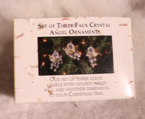 Clear Angels with Golden Wings Set of 3 Faux Crystal Angel Ornaments - Picture 1 of 4