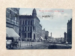 F1654 Postcard Main Ave Sioux Falls SD South Dakota Street Scene View - Picture 1 of 2