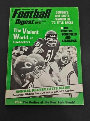 Revista SEP Football Digest 1972, Dick Butkus, Chicago Bears Foto 1 de 2