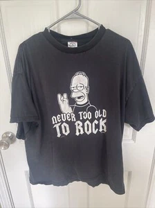 The Simpsons Homer Never Too Old To Rock Shirt Heavy Metal Devil Horns Real 2004 - Picture 1 of 16