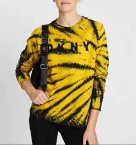 NEW DKNY Women's Sport Tie-Dyed Logo Yellow Top, Size - Small - Picture 1 of 3