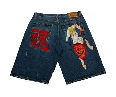 RARE Vintage Y2K EVISU Embroidered Jean Shorts – Size 38 - Image 1 of 4