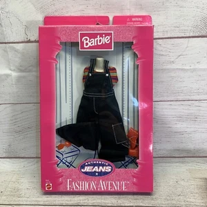 BARBIE AUTHENTIC JEANS FASHION AVENUE #19179 Black Overalls Stripe Red Shoe RARE - Picture 1 of 4